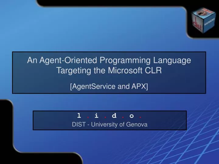 an agent oriented programming language targeting the microsoft clr agentservice and apx