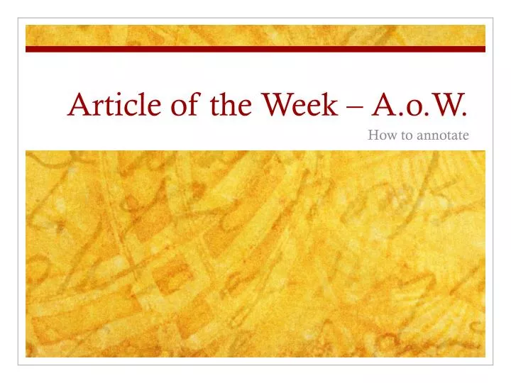 article of the week a o w