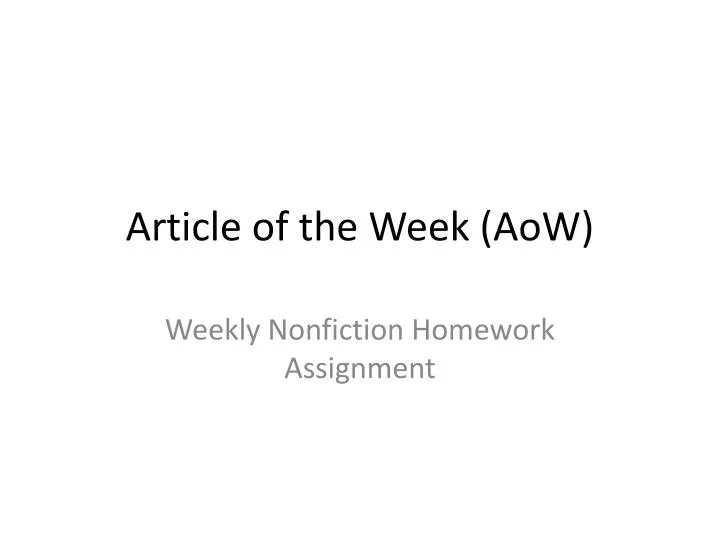 article of the week aow