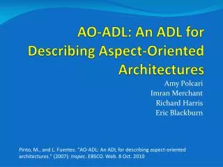 AO-ADL: An ADL for Describing Aspect-Oriented Architectures