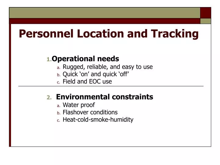 personnel location and tracking