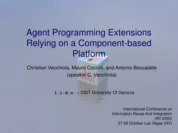 agent programming extensions relying on a component based platform