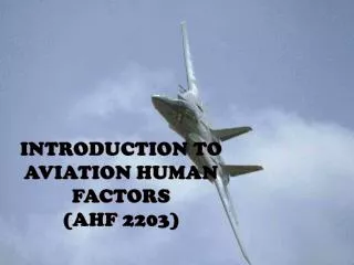 INTRODUCTION TO Aviation human factors ( AHF 2203)
