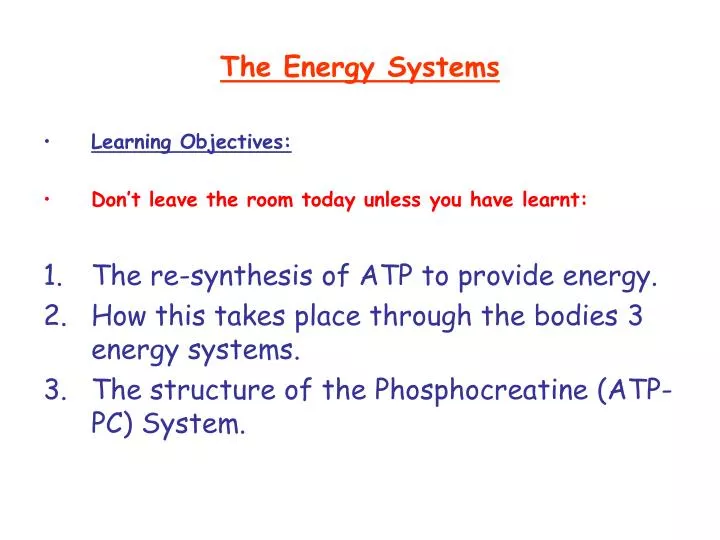 the energy systems