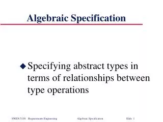 Algebraic Specification