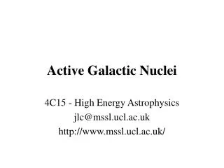 Active Galactic Nuclei