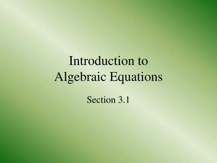introduction to algebraic equations