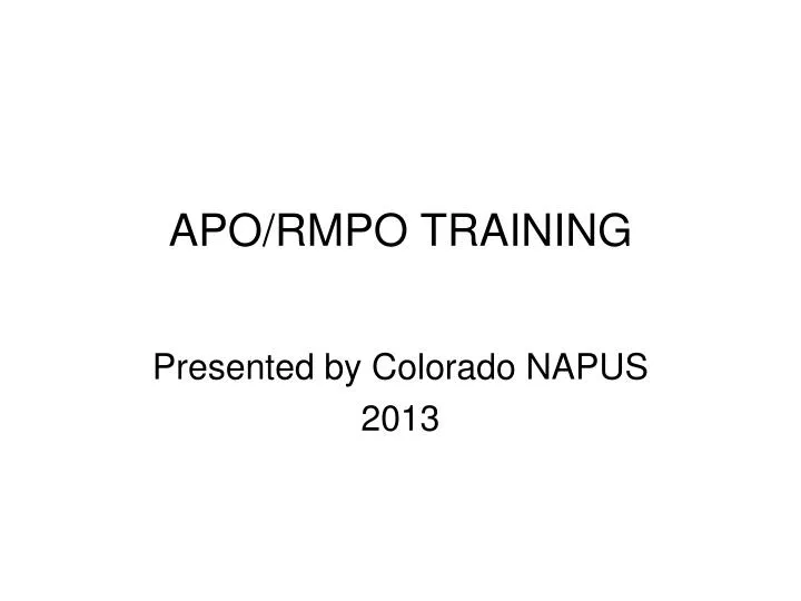 apo rmpo training