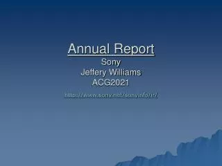 Annual Report Sony Jeffery Williams ACG2021