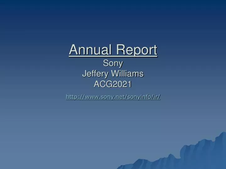 annual report sony jeffery williams acg2021