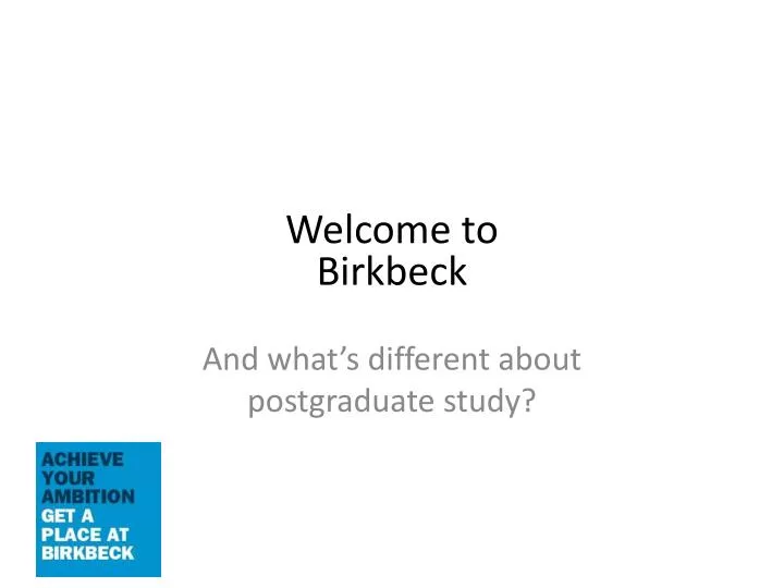 welcome to birkbeck