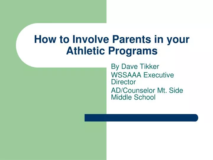 how to involve parents in your athletic programs