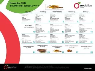 November 2014 ILTEXAS HIGH SCHOOL 9 TH -11 TH