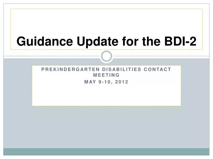 guidance update for the bdi 2