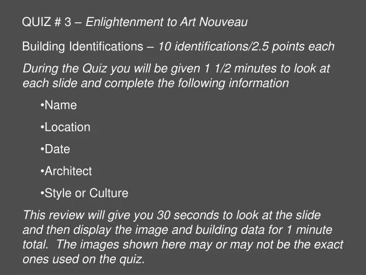 quiz 3 enlightenment to art nouveau