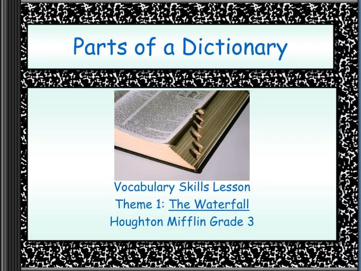 parts of a dictionary