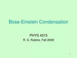 bose einstein condensation