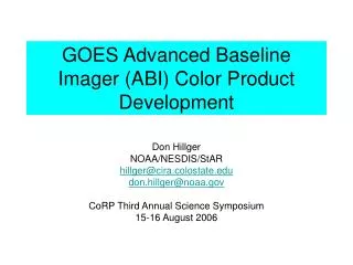 GOES Advanced Baseline Imager (ABI) Color Product Development