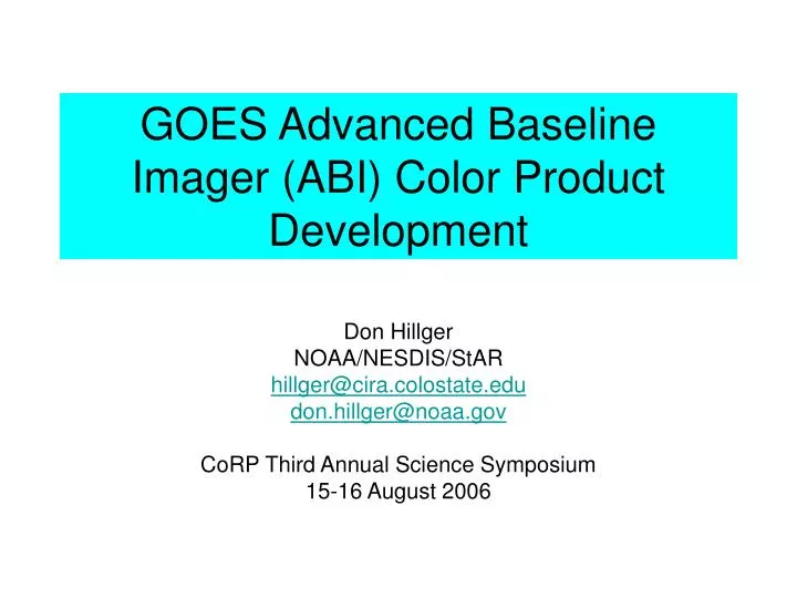 goes advanced baseline imager abi color product development