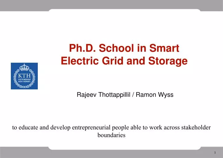 ph d school in smart electric grid and storage