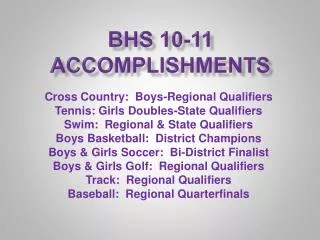 BHS 10-11 Accomplishments