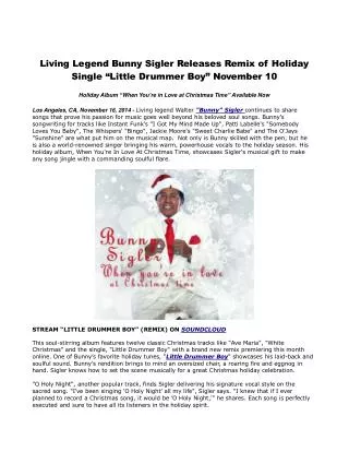 Living Legend Bunny Sigler Releases Remix of Holiday Single