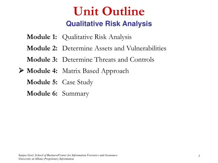 unit outline qualitative risk analysis