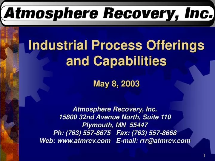industrial process offerings and capabilities may 8 2003