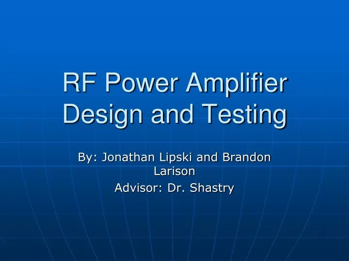 rf power amplifier design and testing