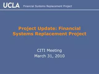 Project Update: Financial Systems Replacement Project