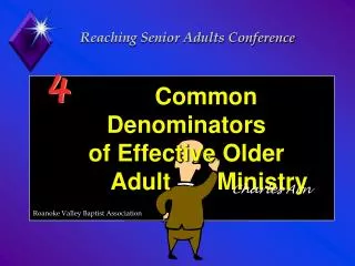 Common Denominators of Effective Older Adult Ministry