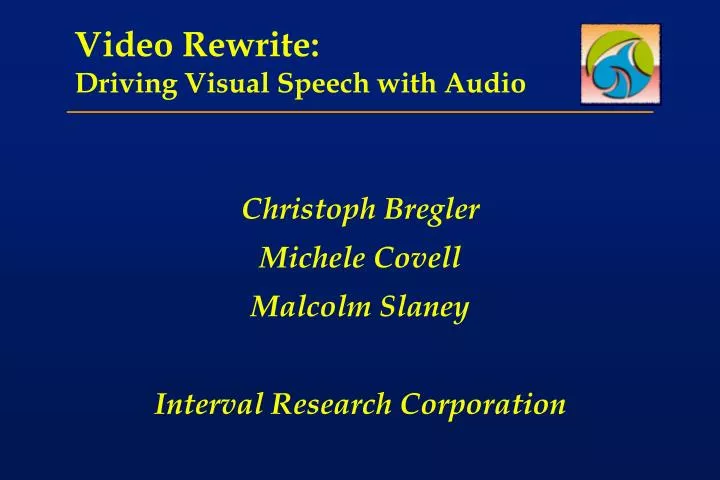video rewrite driving visual speech with audio
