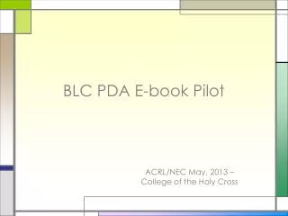 BLC PDA E-book Pilot