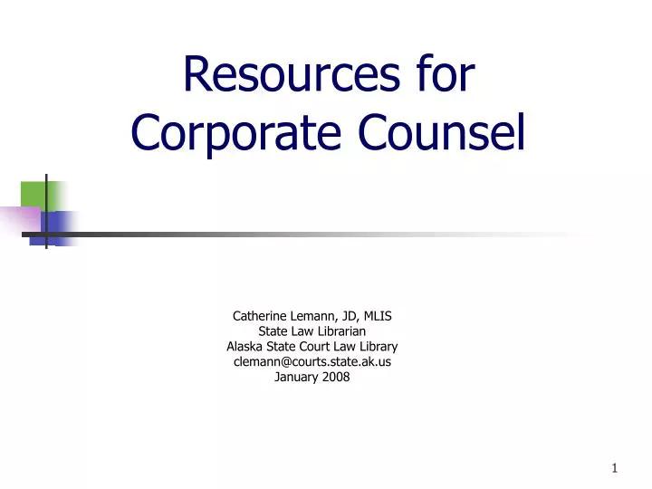 resources for corporate counsel