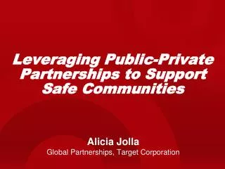 Leveraging Public-Private Partnerships to Support Safe Communities