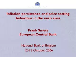 National Bank of Belgium 12-13 October, 2006