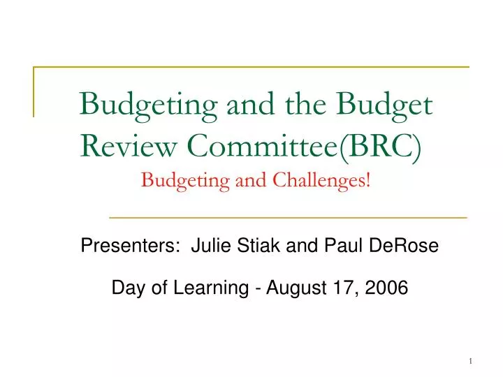 budgeting and the budget review committee brc budgeting and challenges