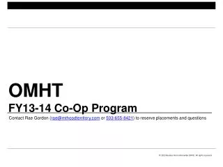OMHT FY13-14 Co-Op Program