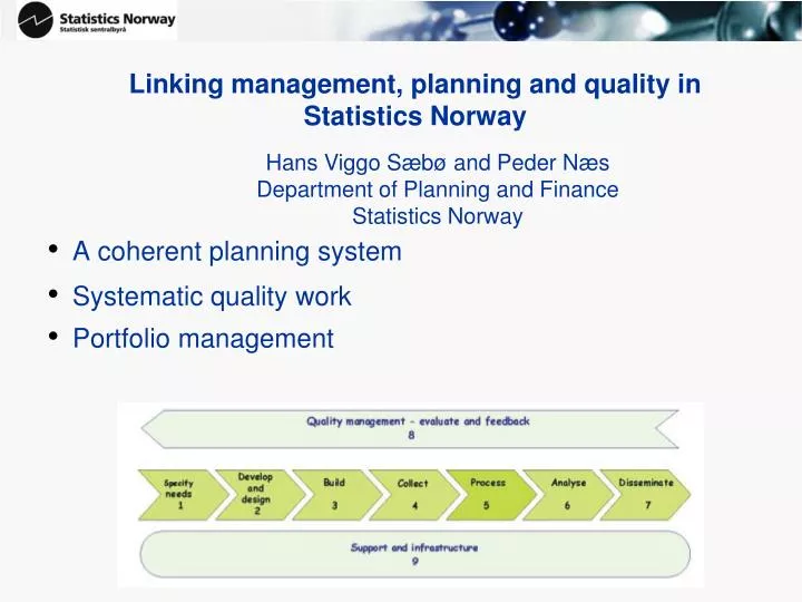 linking management planning and quality in statistics norway