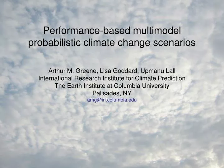 performance based multimodel probabilistic climate change scenarios