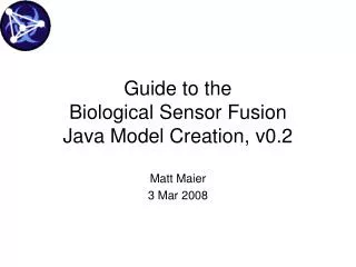 Guide to the Biological Sensor Fusion Java Model Creation, v0.2