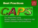Best Practices for Researchers Using Biotech Support Facilities and Growth Chambers - slide 1