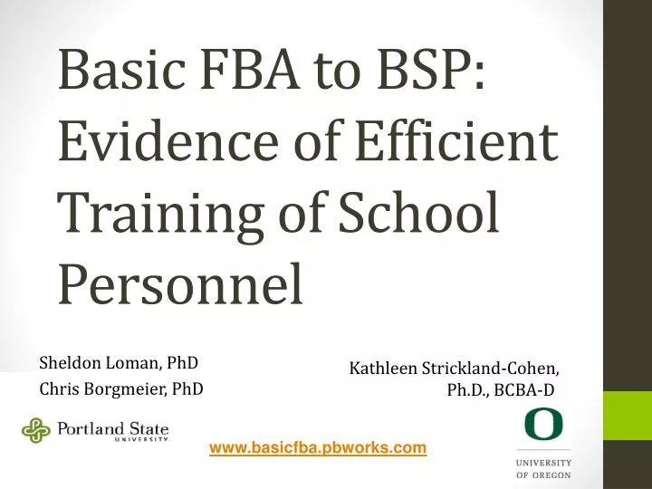 basic fba to bsp evidence of efficient training of school personnel