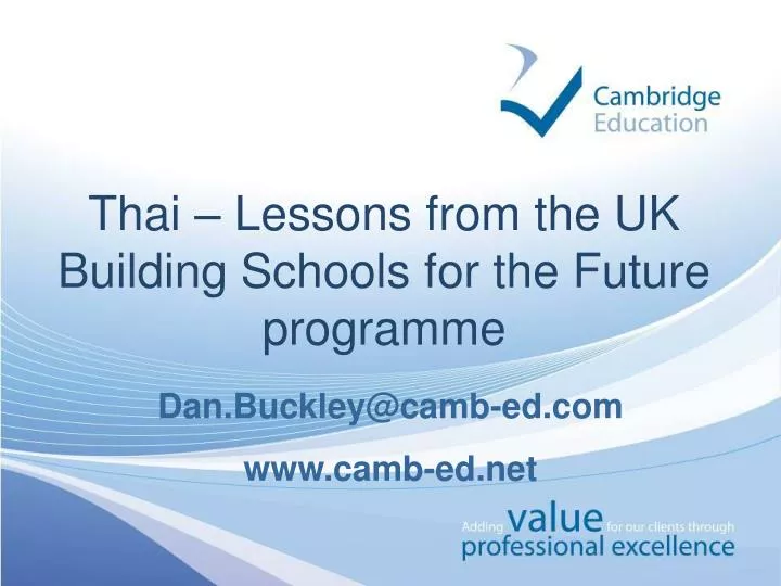 thai lessons from the uk building schools for the future programme