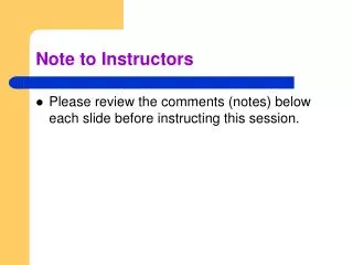 Note to Instructors