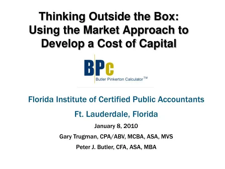 thinking outside the box using the market approach to develop a cost of capital