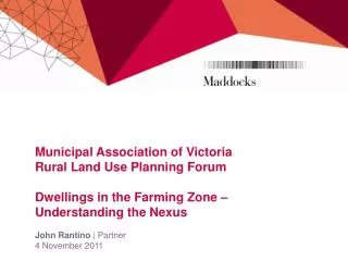Municipal Association of Victoria Rural Land Use Planning Forum