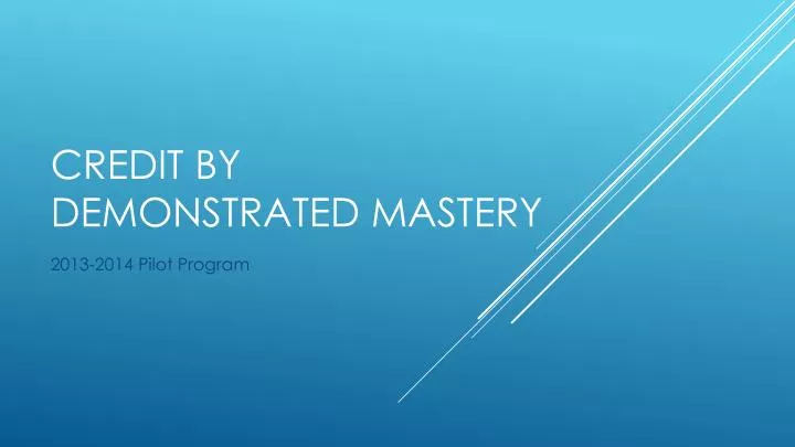credit by demonstrated mastery