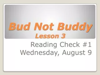 Bud Not Buddy Lesson 3