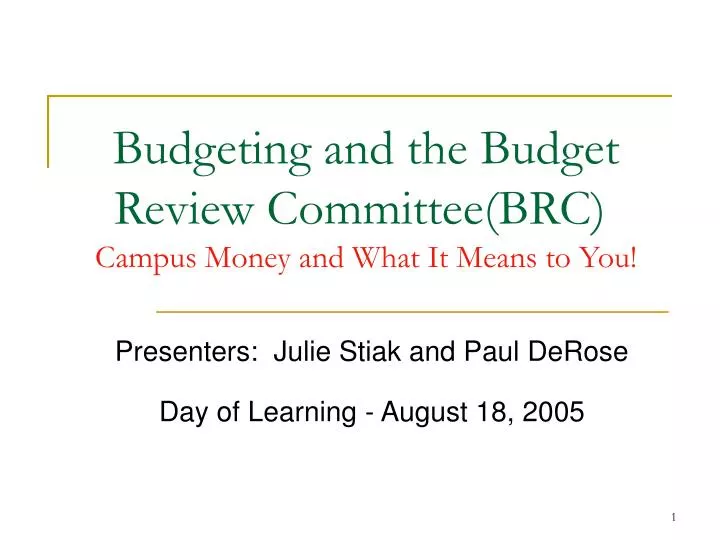 budgeting and the budget review committee brc campus money and what it means to you